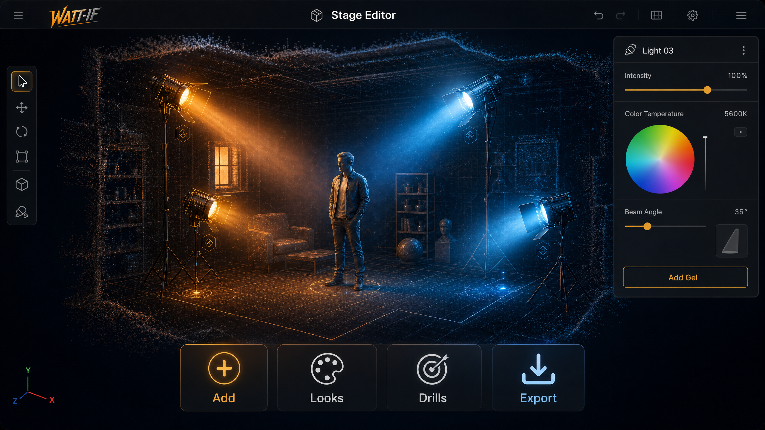 WATT-IF Stage editor controls